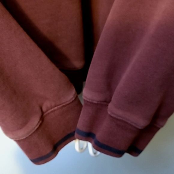 Nordstrom vintage quarter zip heavy sweatshirt Maroon/Navy Large - Picture 3 of 8